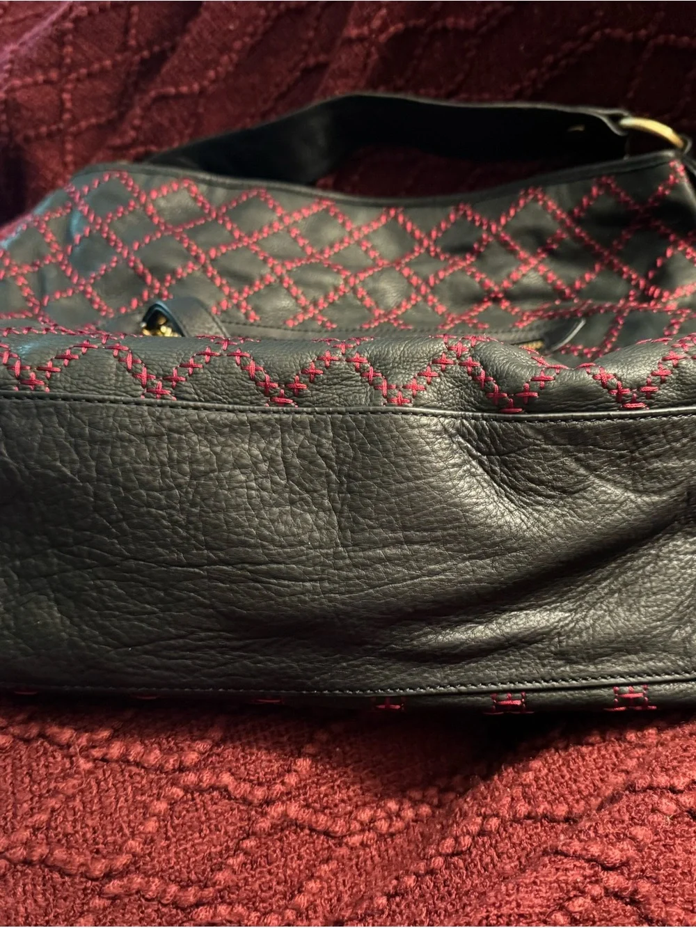 Rare Isabella Fiore Leather Shoulder Hobo Bag with Multicolor Floral Embroidery - Picture 7 of 12